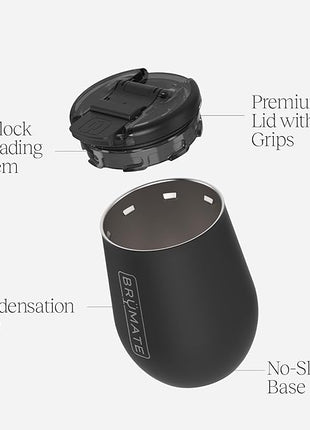 BrüMate Uncork'd 100% Leak-Proof 14oz Insulated Wine Tumbler with Lid - Vacuum Insulated Stainless Steel Wine Glass - Perfect For Travel & Outdoors (Glitter Rose Gold)