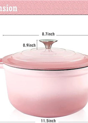 Dutch Oven,Cast Iron Dutch Ovens,Dutch Oven Pot with Lid,3 QT Enamel Dutch Pot,Dutch Ovens with Dual Handles,Cast Iron Pot for Braiser,Cooking,Gifts for Family,Pink