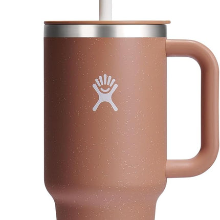 Hydro Flask 32 Oz Travel Tumbler with Handle, Lid and Straw - Insulated Stainless Steel in 32 Oz Sandy