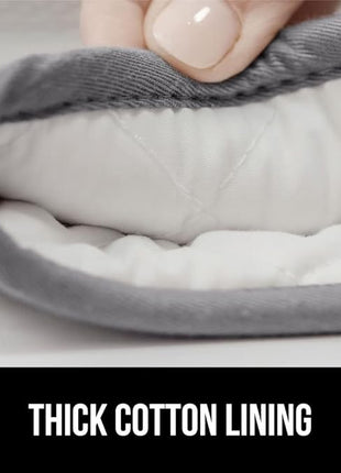 GORILLA GRIP BPA-Free Soft Silicone Oven Mitts, Heat Resistant and Waterproof Cooking Gloves, Thick Cotton Lining, Flexible Gripping for Baking Grilling, Kitchen Potholders Set of 2, 12.5x8.3, Gray