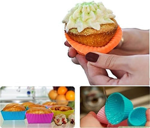 36 Pack Silicone Cupcake Liners Muffin Baking Cups Liners Reusable Non-Stick Cake Molds Sets Lunch Bento Box Dividers Accessories