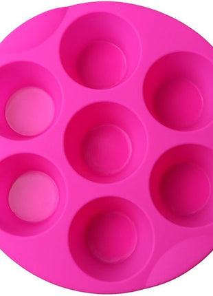 Silicone Muffin Pans for Air Fryer 7 Cavity Muffin Tray Cupcake Pan Nonstick Brownie Cake Mold Round Pudding Recipe Tray Bakeware