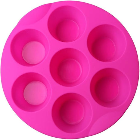 Silicone Muffin Pans for Air Fryer 7 Cavity Muffin Tray Cupcake Pan Nonstick Brownie Cake Mold Round Pudding Recipe Tray Bakeware