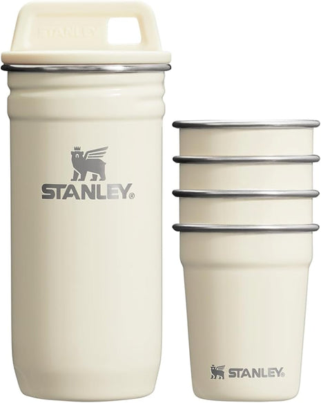 STANLEY Adventure Pre-Party Nesting Shot Glass Set | 4 Shot Glasses in Travel Carrying Case | 2 oz Stainless Steel Shooters | BPA-Free | Cream Gloss