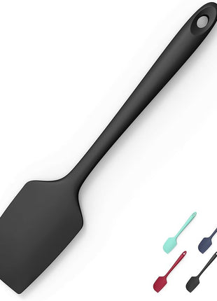 600°F Heat Resistant Silicone Spatula, Doosu High Temp Flexible Kitchen Rubber Bowl Scrapers Food Grade Seamless Baking Supplies Scratch-Proof for Scraping Non-Stick Pans (Black, 11.4in)