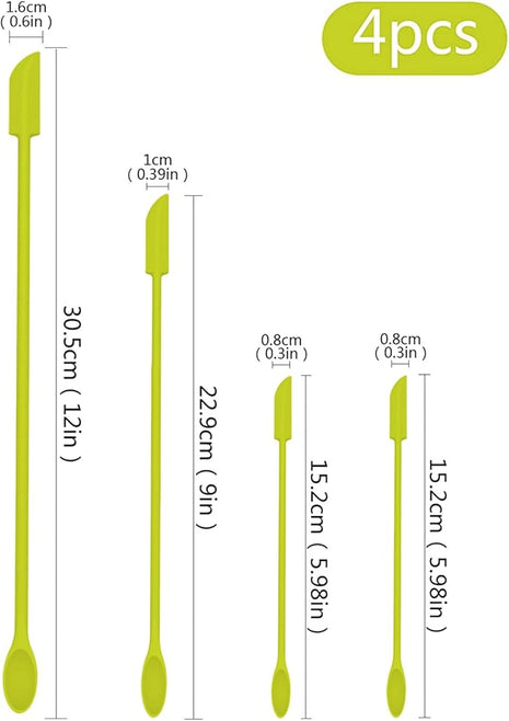 Mini Spatula Silicone Spatula Set - 4pcs Small Makeup Scrapers for Cosmetics, Reusable Beauty Tiny Tools, Thin Jar Scraper, Get the Last of the Makeup Out of the Bottle(Green)