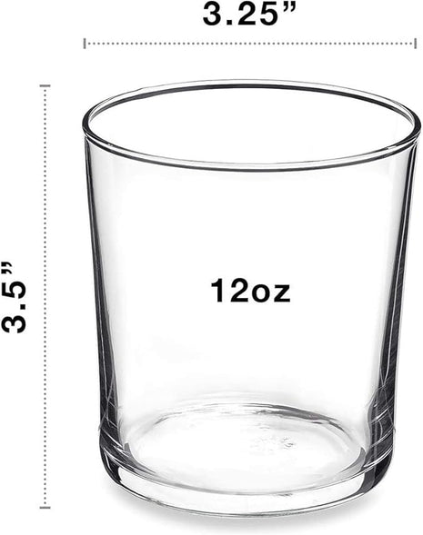 Bormioli Rocco Bodega Collection Glassware – Set Of 12 Medium 12 Ounce Drinking Glasses For Water, Beverages & Cocktails – 12oz Clear Tempered Glass Tumblers
