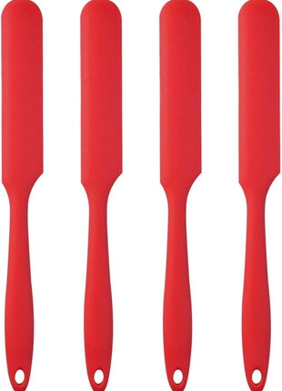 4pcs Silicone Spatula Set Heat Resistant Cake Cream Butter Spatulas Mixing Batter Scraper Non-Stick Flexible Baking Cooking Tool 4 Colors (red)
