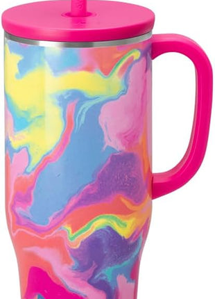 Swiglife 40oz Mega Mug, 40oz Tumbler with Handle and Straw, Extra Large Insulated Tumblers, Cup Holder Friendly Travel Mug (Candy Crush)