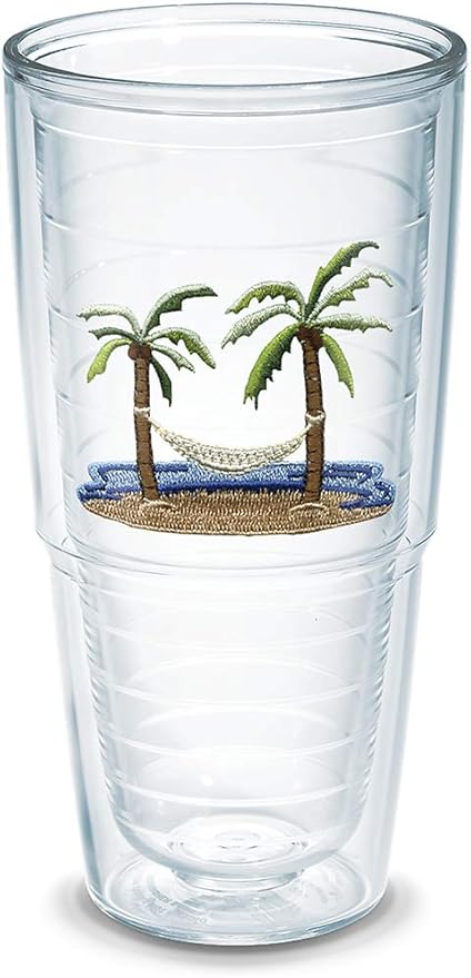 Tervis Palm Tree & Hammock Scene Made in USA Double Walled Insulated Tumbler Cup Keeps Drinks Cold & Hot, 24oz, Unlidded