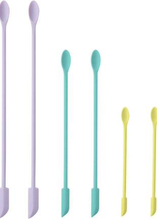6 Pieces Multi Size Makeup Spatula, Beauty Spatula, Mini Small Silicone Spatula Set for Beauty and Kitchen, Tiny Scraper for Jar, Kitchen Bottles, Cosmetic (Multicolor)