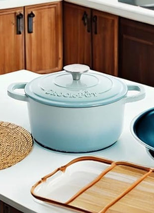 Crock-Pot Artisan Round Enameled Cast Iron Dutch Oven, 5-Quart, Aqua