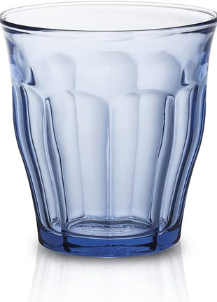 Duralex Made in France Prisme Marine Glass Tumbler Drinking Glasses, 8.75 ounce - Set of 6, Marine Blue