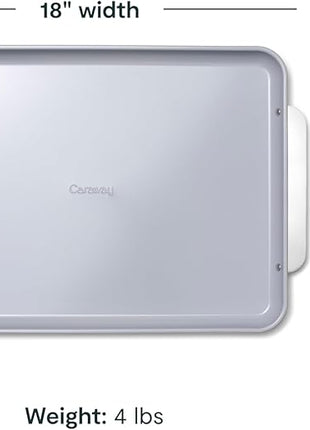 Caraway Non-Stick Ceramic Large Baking Sheet Duo - Naturally Slick Ceramic Coating - Non-Toxic, PTFE & PFOA Free - Perfect for Baking, Roasting, and More - Large (18" x 13") - Perracotta