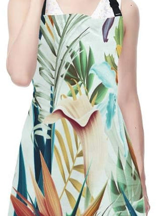 EKOBLA Tropical Flower Leaves Aprons Decorative Summer Leaf Nature Plant Hawaii Vocation Waterproof Resistant Chef Cooking Kitchen BBQ Adjustable Aprons for Women Men 27x31 Inch