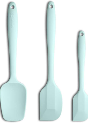 Silicone Spatula 3-piece Set, Ergonomic Handle High Heat-Resistant Spatulas, Non-stick Rubber Spatulas with Stainless Steel Core, Macaron Navy