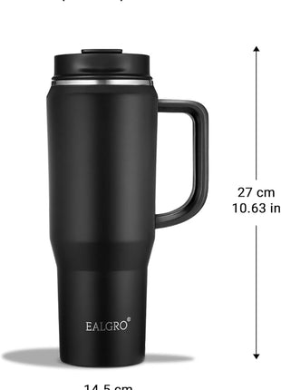 40 oz Tumbler with Handle, Insulated Tumblers with Lid and Straw, Large Metal Sports Water Bottle Jug, Thermal Stainless Steel Travel Coffee Mug Cup, Army Green