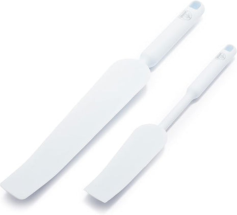 GreenLife Cooking Tools and Utensils, Easy Reach Silicone Spatula Set for Baking Mixing and Stirring, Heat and Stain Resistant, Dishwasher Safe, White