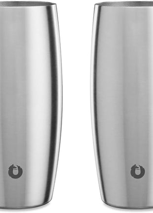 SNOWFOX Vacuum Insulated Double Wall Stainless Steel Beer Glass, Set of 2, Home Bar Accessories, Elegant Bartending, Lightweight Pint Glasses, Sleek Drinkware, Frosty Beverages Stay Cold, 18 oz