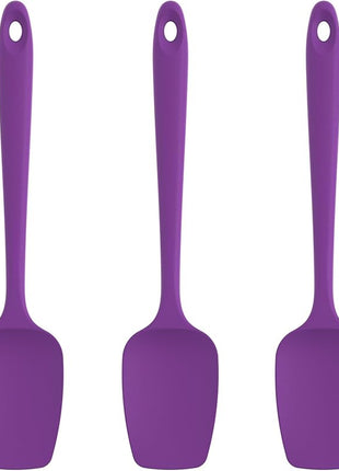 U-Taste Silicone Spoon Spatula Set, 600ºF High Heat Resistant Food Grade Flexible Rubber Scraper, Integrated Cooking Mixing Baking Kitchen Utensils Set of 3 for Nonstick Cookware (Purple)