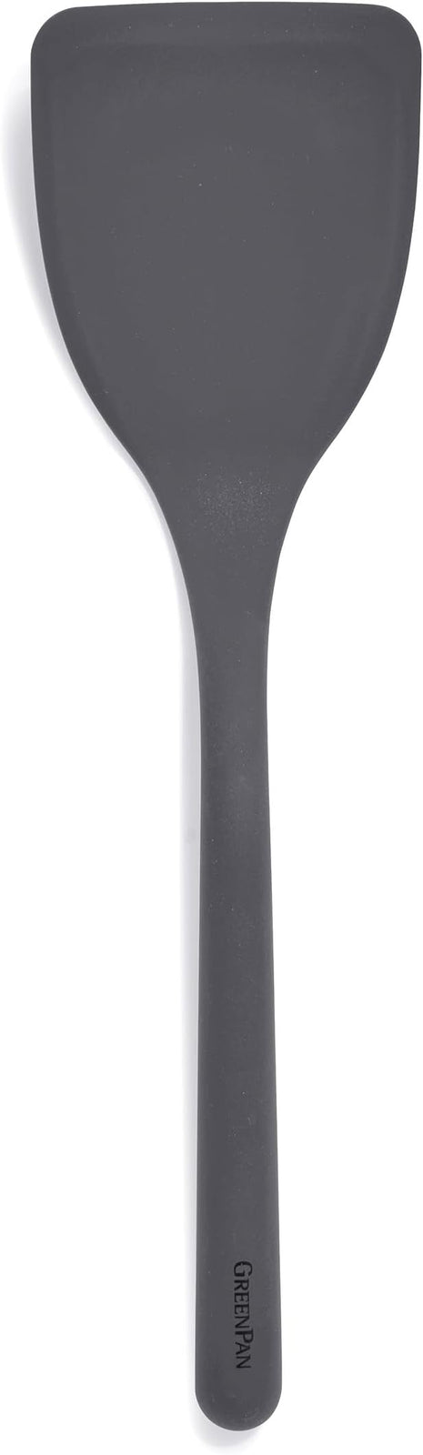 GreenPan Silicone Solid Turner Spatula, Flipping Cooking Kitchen Utensil, Flexible Rubber Nonstick Cookware, Rigid Steel Core, Heat-Resistant, Anti-Slip Handle, BPA-Free, Dishwasher Safe, Gray