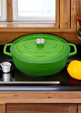 vancasso Enameled Cast Iron Dutch Oven, 9.3 Quart Dutch Oven Pot with Lid, Oval Dutch Oven Cast Iron Pot with Non Stick Enamel Coating for Bread Baking