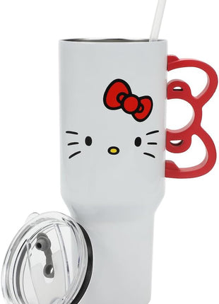 Bioworld Hello Kitty 40 Oz Stainless Steel Tumbler With Sculpted Bow Handle