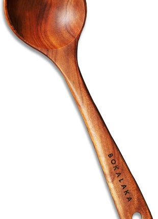 Wooden Spoons for Cooking, 1 Pcs Natural Teak Wooden Cooking Spoons for Non-Stick
