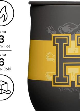 Corkcicle Stemless Insulated Wine Glass Tumbler - Keeps Beverages Cold 6 Hours & Hot 3 Hours - Stainless Steel - Easy-Grip - Summer Drinkware Gift - Keeps Drinks Ice Cold - 12 oz - Hufflepuff