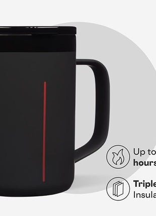 Corkcicle Classic Coffee Mug - Triple Insulated Stainless Steel for Travel - Shatter-Proof Lid - Keeps Drink Hot Over 3 Hours - Holiday Mug Gift - Great for Gifting Warmth - 16 oz - Darth Vader