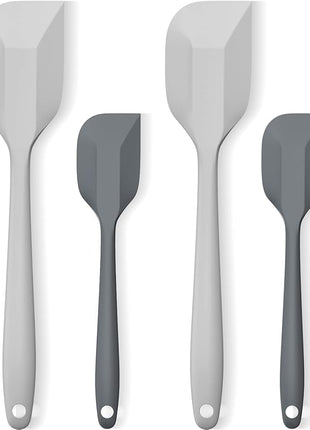 Silicone Spatula Set, Premium Spatulas Silicone Heat Resistant 2 Small & 2 Large Flexible Scraper for Nonstick Cookware, Rubber Spatula for Kitchen Mixing Baking Cooking Use, Soft Spatula - Gray