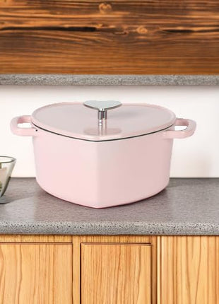 Martha Stewart Heart Shaped 2-Quart Enamel Cast Iron Dutch Oven - Pink