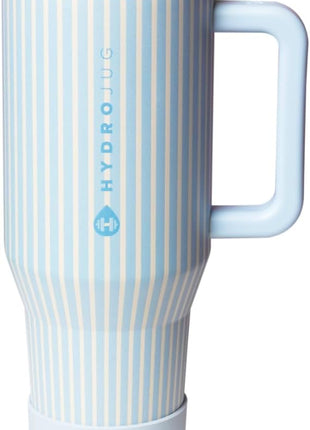 HydroJug Traveler - 40 oz Water Bottle with Handle & Flip Straw - Fits in Cup Holder, Leak Resistant Tumbler-Reusable Insulated Stainless Steel & Rubber Base - Gifts for Women & Men, Cape Cod