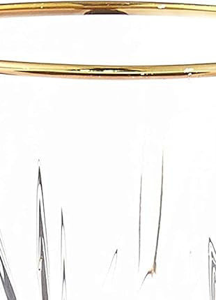 Lorren Home Trends Siena Collection Crystal White Wine Glass with Gold Band Design, Set of 4,6 fl oz