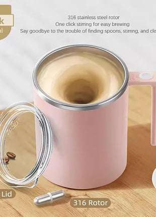 Self Stirring Mug,Self Stirring Coffee Mug,Suitable for Coffee, Milk, Cocoa and Other Beverages (Pink, 12 Ounces)