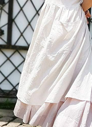 Uaussi Cotton Linen Apron Cross Back Work Apron for Women with Pockets Pinafore Dress X Cross Halter Apron for Chef Gardening