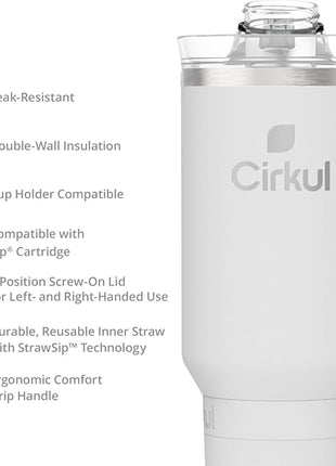 Cirkul 40oz. Fog Stainless Steel Tumbler with Handle, All-Day StrawSip™, Double-Wall Insulated