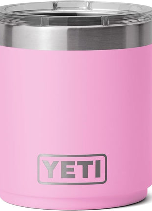 YETI Rambler 10 oz Stackable Lowball 2.0, Vacuum Insulated, Stainless Steel with MagSlider Lid, Power Pink