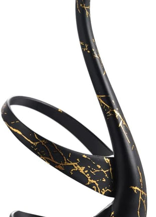 AnSaw Small Coffee Spoon Holder Set,Black Swan Base With 10 Pcs Black & Gold Demitasse Espresso Spoons Set,4.7" Mini Leaf Dessert Spoon,Stainless Steel Tea Spoons