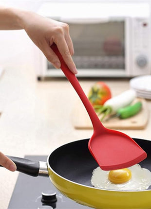 Pack of 2 Silicone Wok Spatula, Non-Stick, Heat Resistant, Easy to Clean and Dishwasher Safe, Seamless Kitchen Utensil for Cooking, Baking, Stir-Fry (Red)