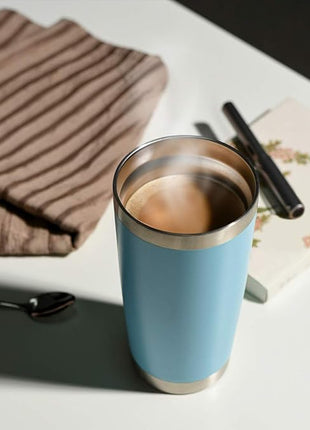 DOMICARE 20oz Stainless Steel Tumbler Bulk with Lid, Double Wall Vacuum Insulated Travel Mug, Powder Coated Coffee Cup, Light Blue, 1 Pack