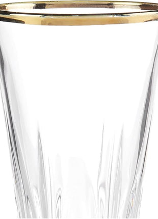 Lorren Home Trends Siena Collection Crystal Flute Glass with Gold Band Design, Set of 4