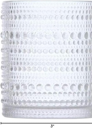 Fortessa Jupiter Beaded Hobnail Glass, 10 Ounce Double Old Fashioned (Set of 6), Clear