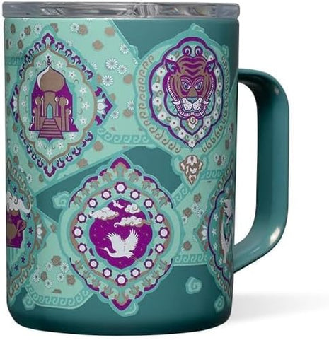 Corkcicle Disney Princess Coffee Mug - Stainless Steel Insulated Cup With Lid For Tea & Coffee - Durable Travel Mug - Eco-Friendly - BPA Free - Non-Slip Silicone Base - Easy Grip - 16 oz - Jasmine