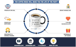 Gelid Fifty The Ultimate F Word - 50th Birthday Gifts for Women and Men - Funny Bday Gift Idea for Mom Dad Husband Wife - 50 Year Old Funny 11 oz Tea Cup Coffee Mug