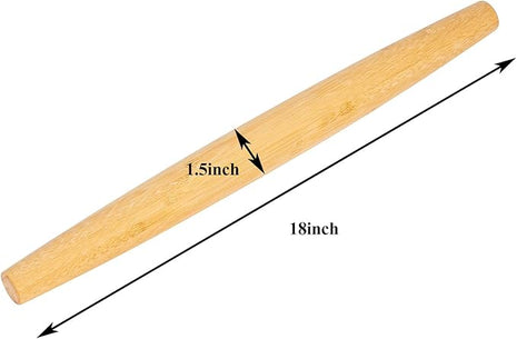 Classic French Rolling Pins Bamboo Wooden Rolling Pin for Baking Pizza Dough Pie Cookie, 18-Inch