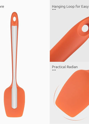 Heat Resistant Silicone Spatula Set: U-Taste 600ºF High Temp Seamless Food Grade Utensil, Flexible Rubber Silicon Kitchen Cooking Mixing Baking Scraper for Nonstick Cookware Set of 4 (Orange)