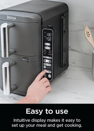 Ninja DoubleStack XL Smart 2-Basket Air Fryer, Smart Cook System, DoubleStack Technology Cook 4 Foods at Once, Space Saving Design, 10 QT, 6-in-1, Smart Finish & Match Cook, Air Fry, Broil, Bake SL451