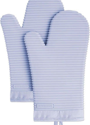 KITCHENAID Ribbed Soft Silicone Oven Mitt 2-Pack Set, 7.5"x13", Lavender Cream