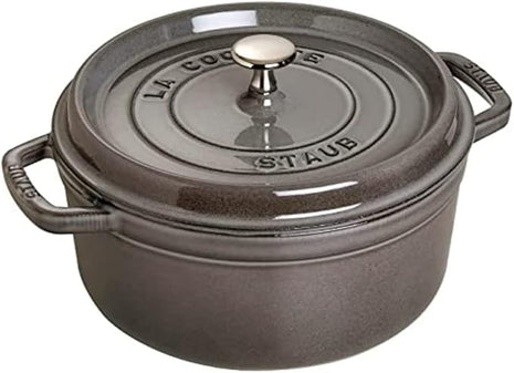 STAUB Cast Iron Roaster/Cocotte, Round, 26 cm, 5 L, Graphite Grey